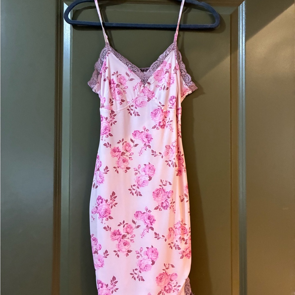 wild fable Pink Floral Lace-Trim Slip Dress